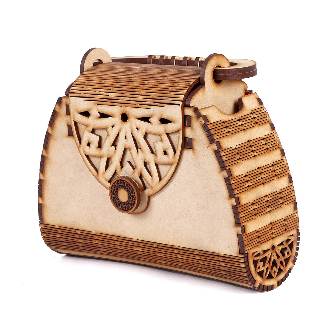 Handmade Brown Heart-Shaped Wooden Purse – Trendevoker